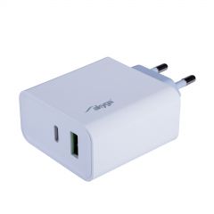 USB Charger AK-CH-14 USB-A + USB-C PD 5-20 V / max. 3A 45W Quick Charge 3.0