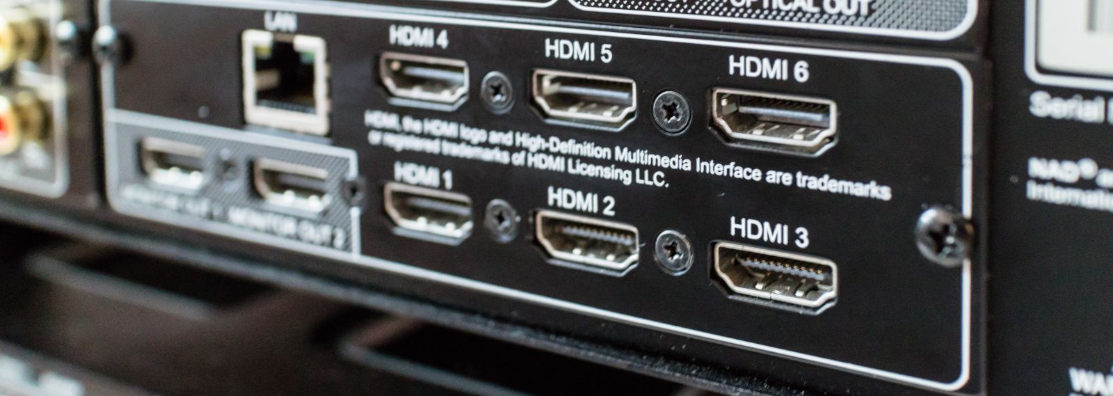 back of the LCD TV with HDMI connectors