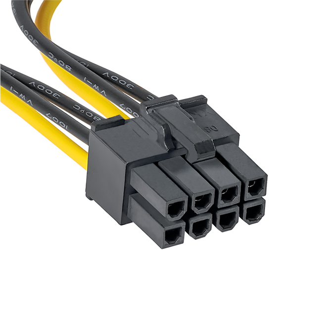 Black eight-pin PCIe connector