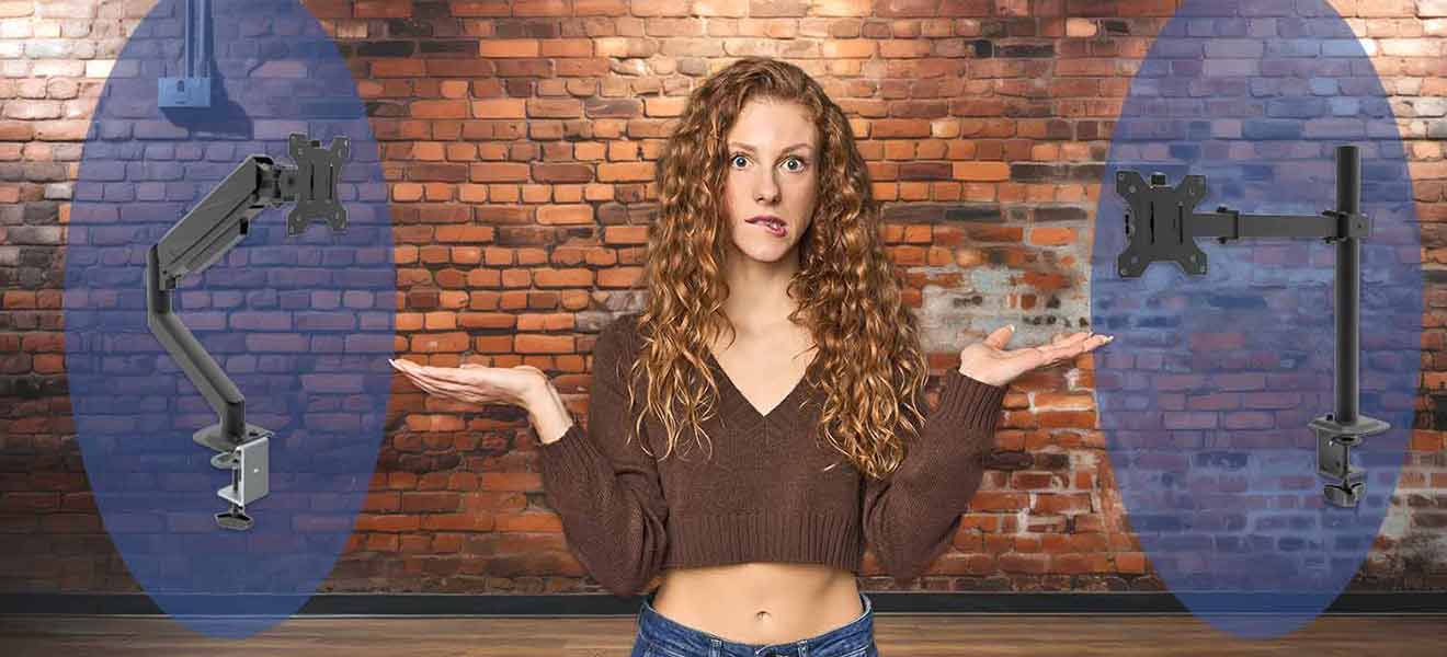 woman wondering which monitor mount to choose