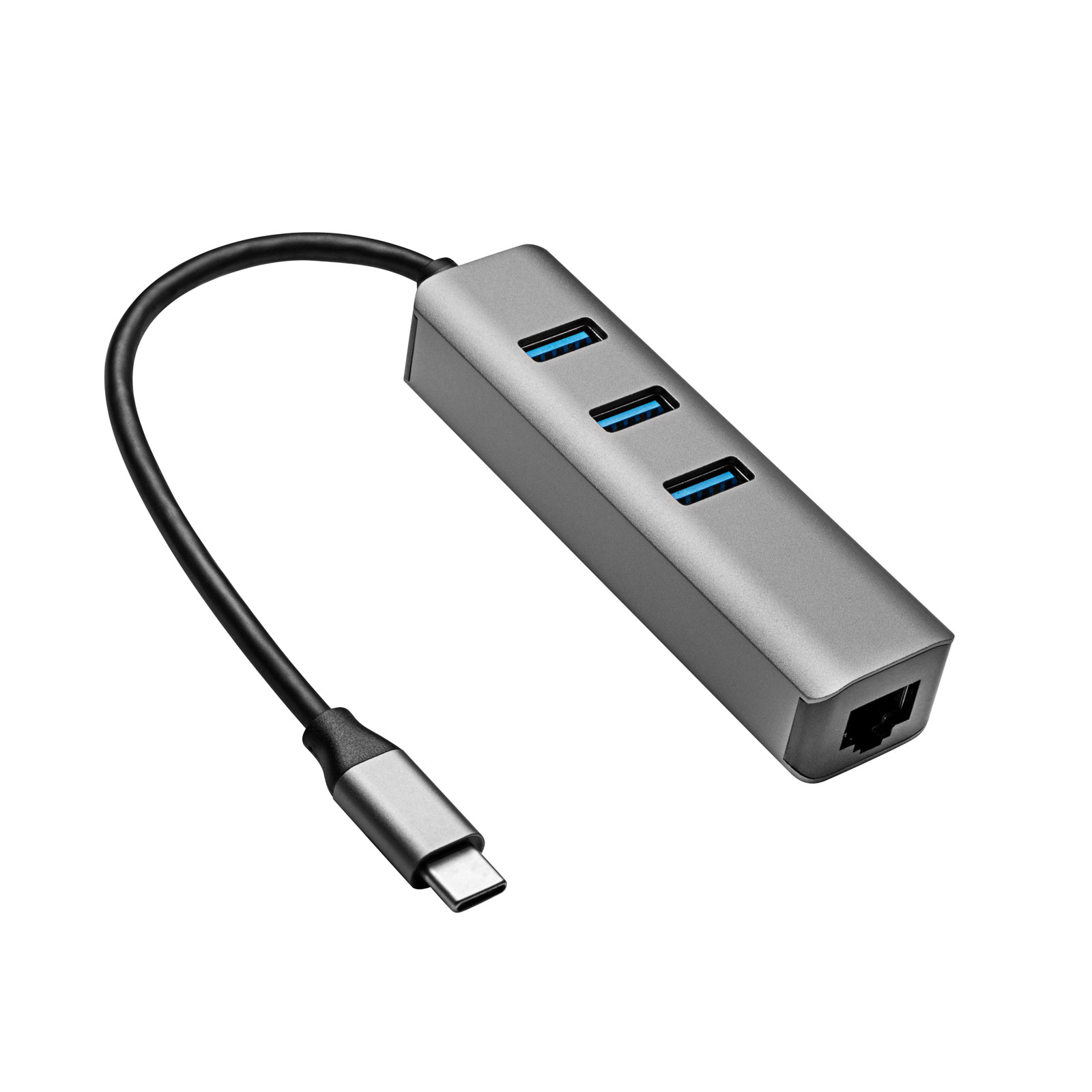 1pcs Type-C Hub USB-C to 3Port USB 3.0 Hub with RJ45 Ethernet