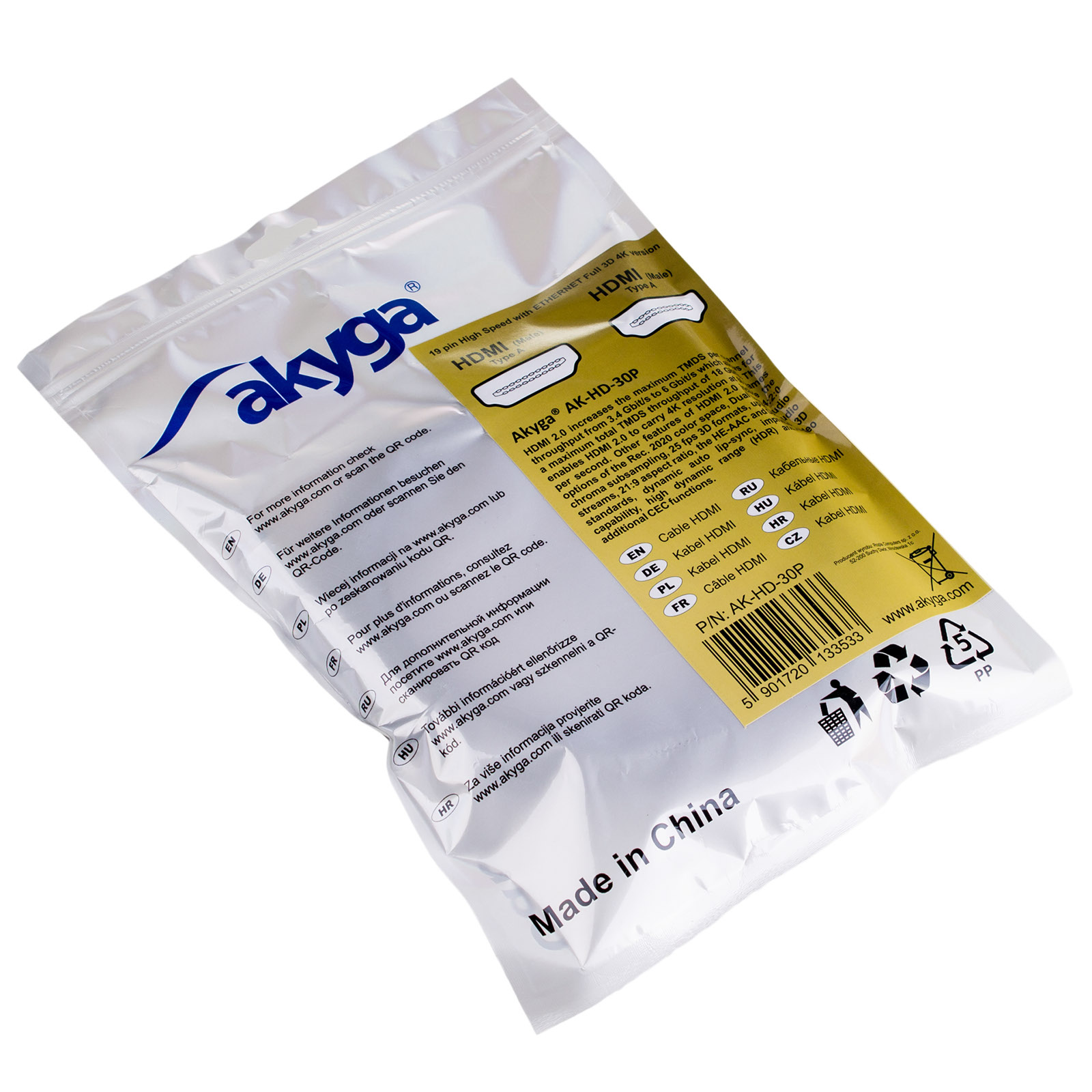 HDMI kabel AK-HD-30P - HDMI 2.0 PRO 3m