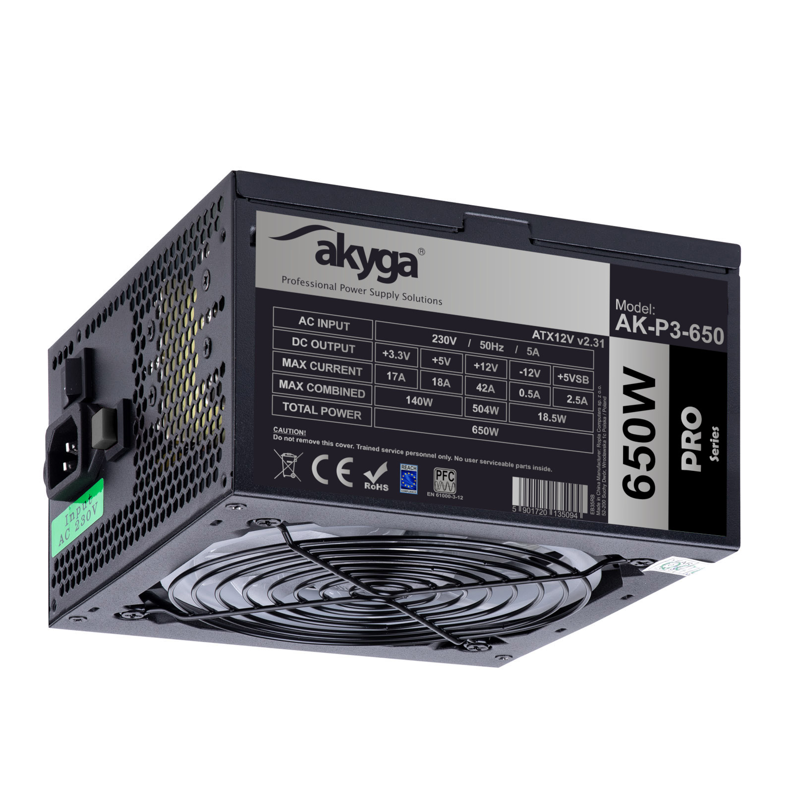 Main image Power Supply ATX AK-P3-650 RGB FAN 650W