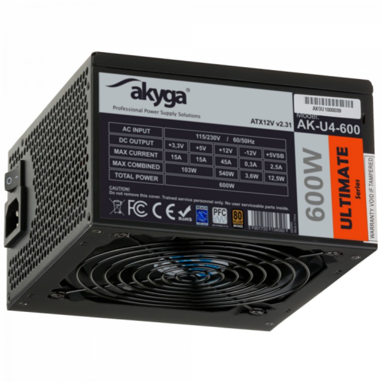 ATX power supply Akyga AK-U4-600 600W 80 plus