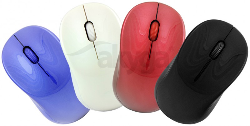 Akyga AK-M-510 computer mouse in different colours: blue, white, red and black